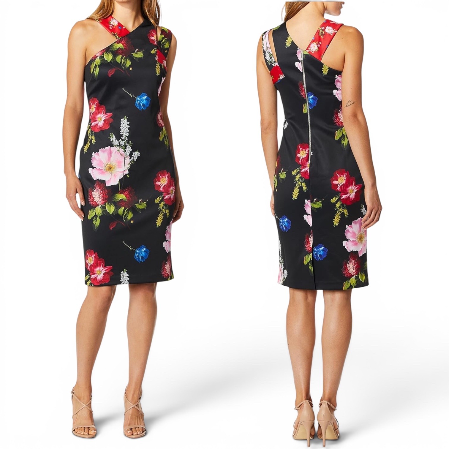 Ted Baker Dress Polayo Berry Sundae Floral Asymmetric Black 3 Us 8 Wedding